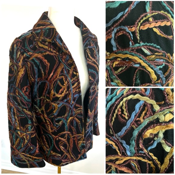 Casual Studio Jackets & Blazers - Casual or semi-formal jacket: autumn colours & silver braided cords on black